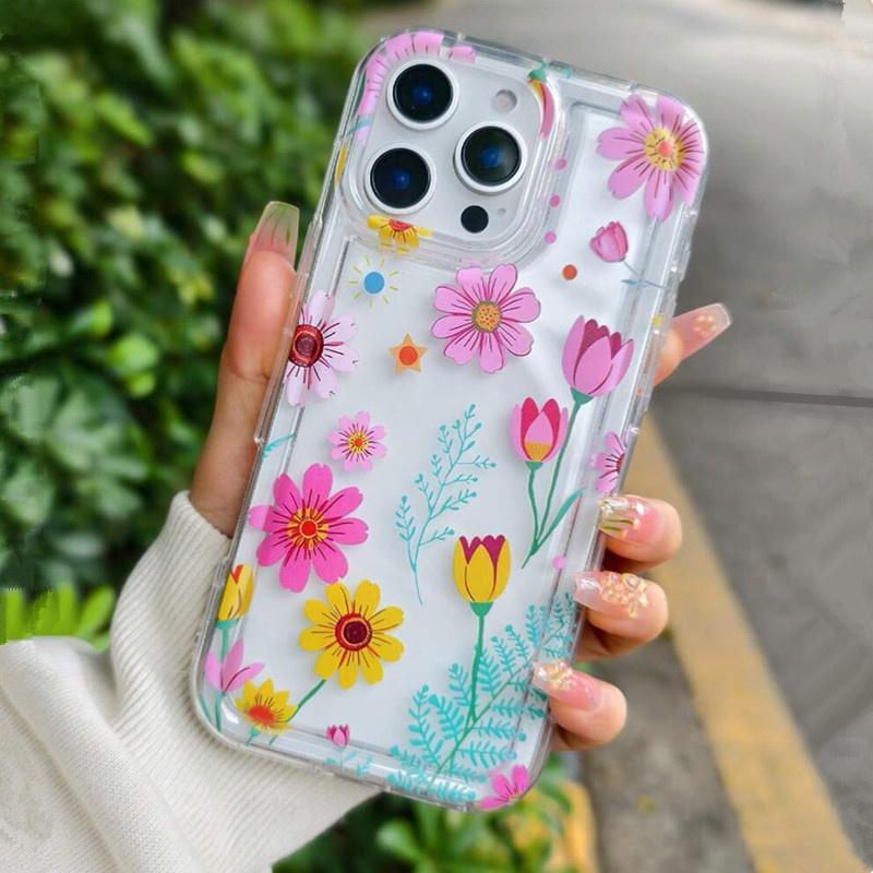 Colorful Floral Transparent Phone Case for  Mi 11 Lite 5G NE 14 13T 13 12T 12 Poco F5 X5 X3 X6 Pro Shockproof TPU Cover