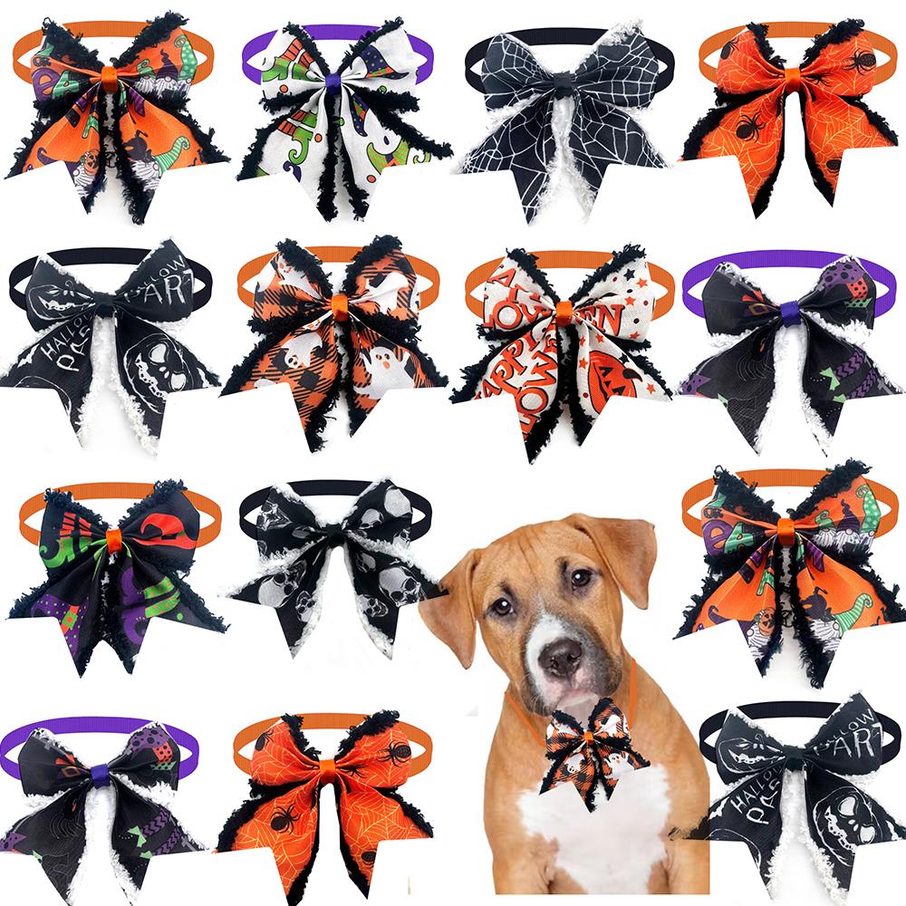 50pcs Halloween Dog Pets Accessories Plush Bows for Pet Dogs Bowties Pets Supplies Dog Grooming Product Dog Bow Tie Necktie