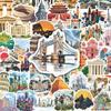 50 Sheets Creative Famous Landmark Building Stickers for Suitcases, Notebooks, and DIY Stationery.