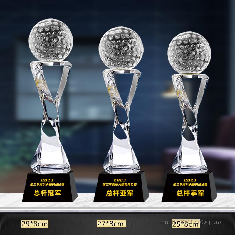 Customized High-End Golf Crystal Trophy, Souvenir, Home Decoration, Creative Metal Commemorative Rod, One Hole Award, 1Pc