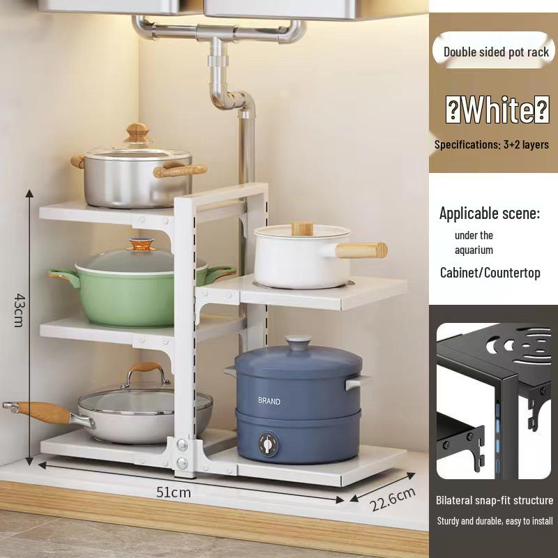 

Регулируемая полка для хранения крышек от кастрюль для мест под раковиной и угловых зазоров