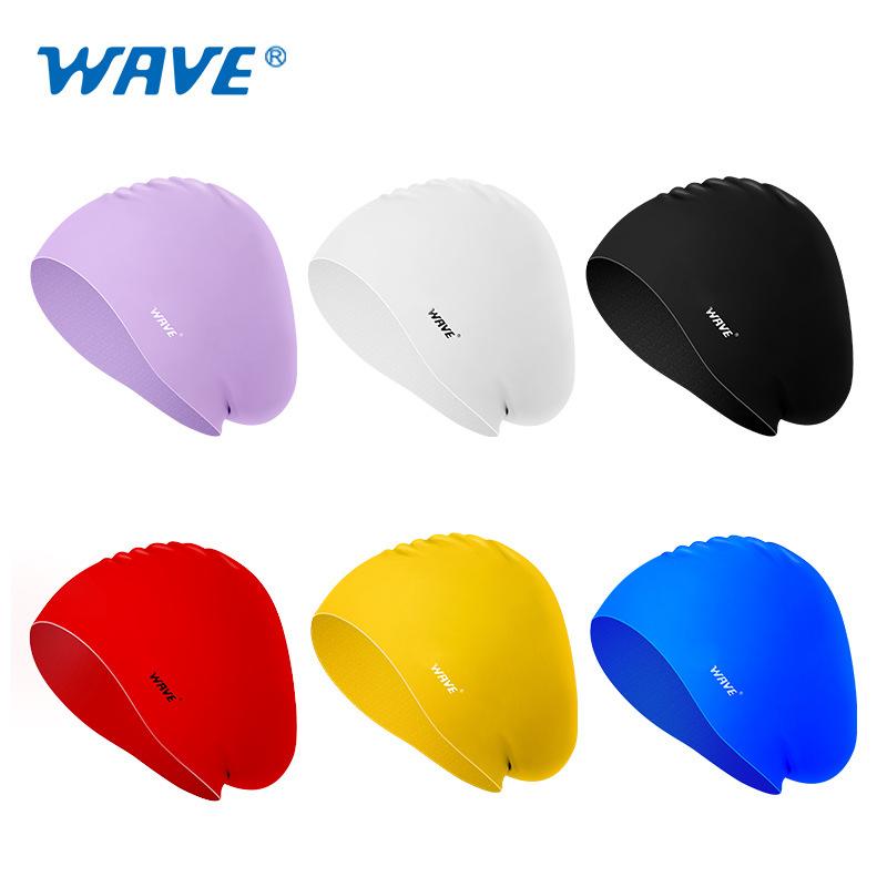 WAVE manufacturer direct selling swimming cap fashionable waterproof silicone sports adult long