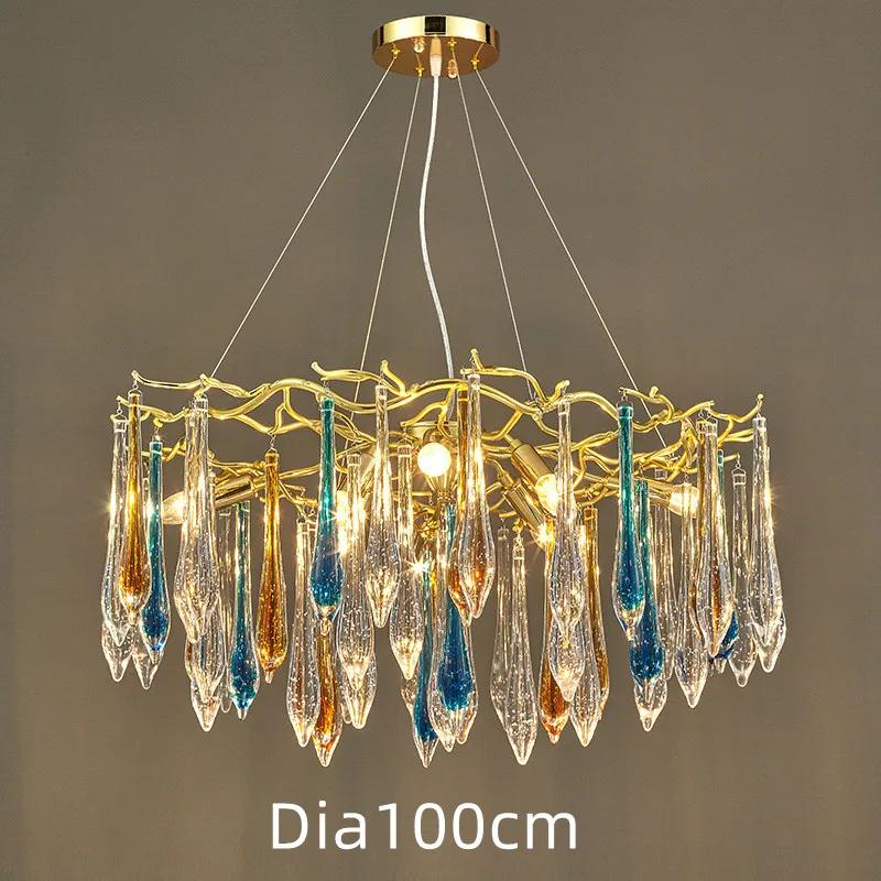 Nordic Luxury Chandelier With Colorful Crystal Branch Design Pendant Lamps Bedroom Restaurant Hotel Kitchen Decoration Lighting