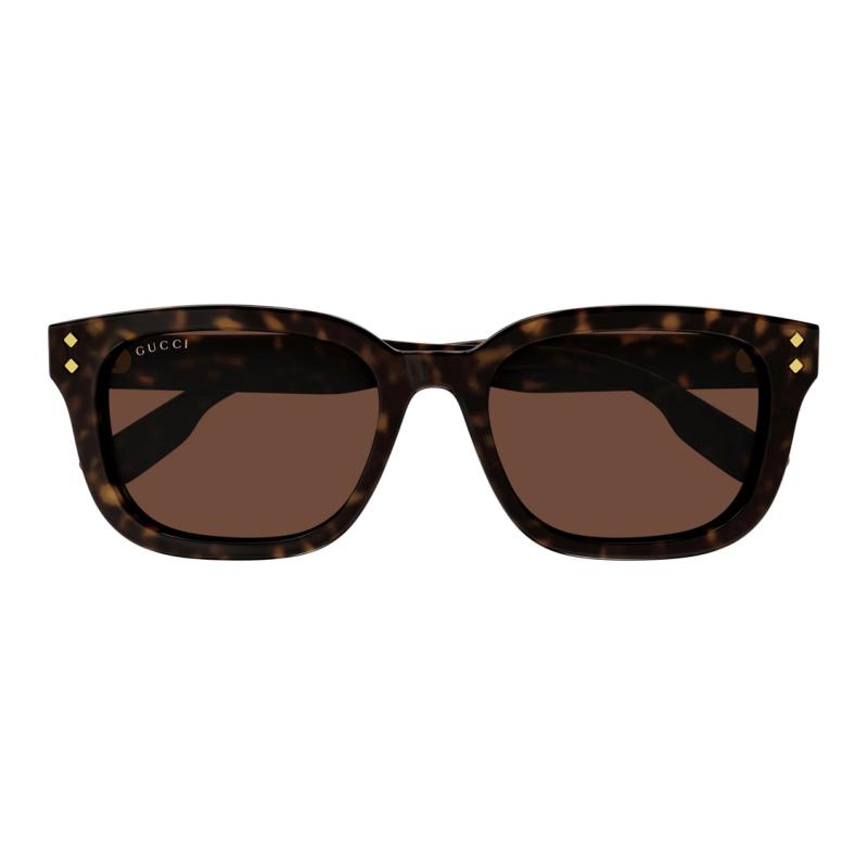 GUCCI Temple Pattern Rectangular Sunglasses Men's Tortoiseshell