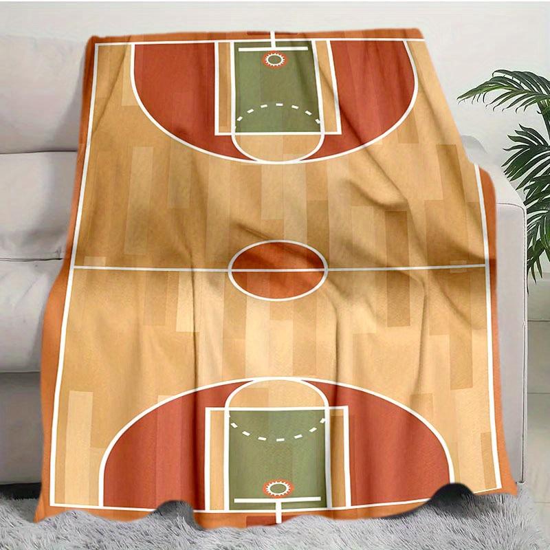 Contemporary Abstract Football Field Throw Blanket - Stain Resistant, All-Season Knitted Polyester, Digital Print, Ideal for