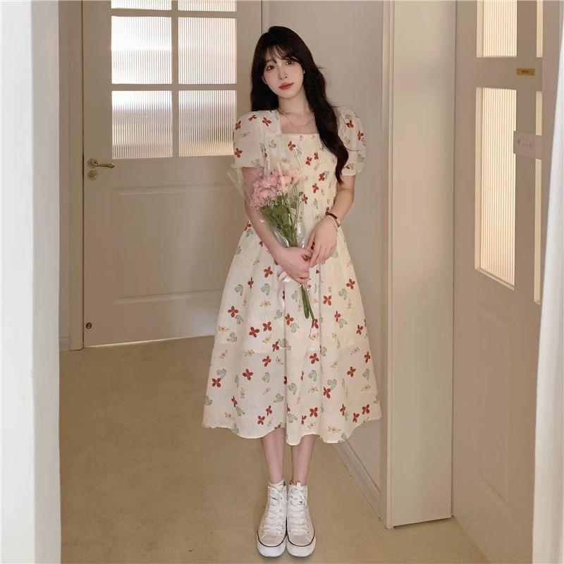 Dress women's skirt summer new long dress white floral French temperament thin small spring and autumn