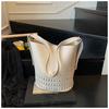 Niche design texture simple fashion hollow tote bag new fashion versatile bucket shoulder bag