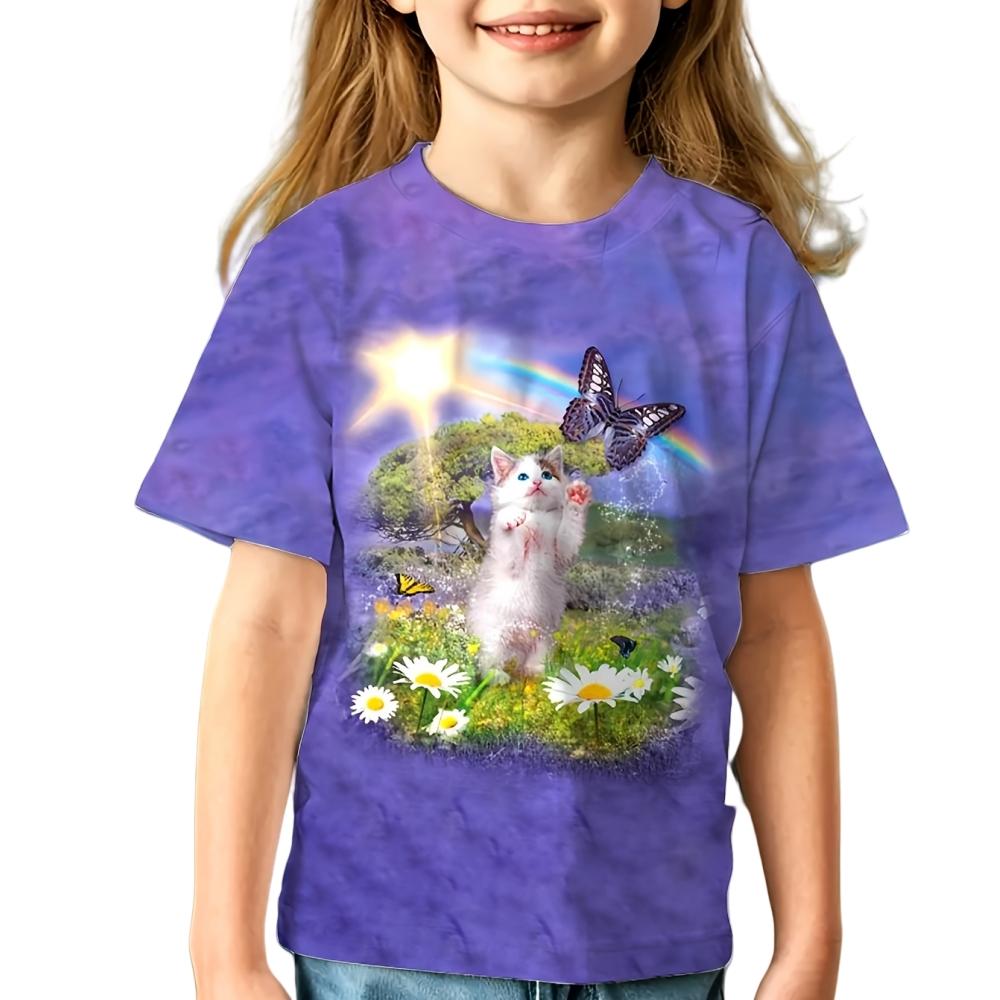 Fashion Girl Horse T-shirt Animal 3D Printing T-shirt Girl Summer Outfit Short Sleeved Top T-shirt Cute Girl Clothing