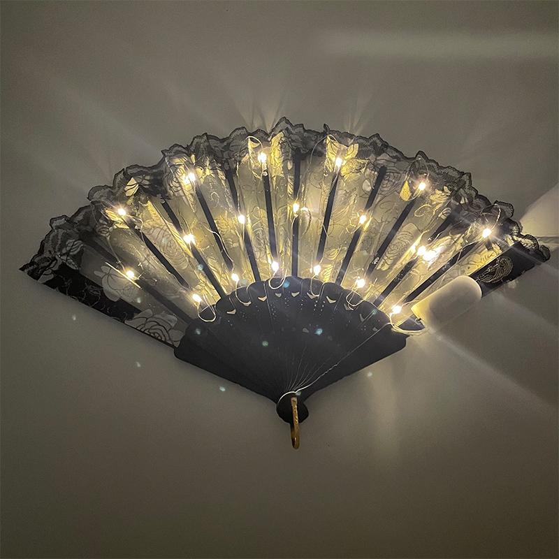 LED Luminous Foldable Fan Glow Dancing Hand Fan La Folding Plastic Fan for women girl Party elegant Decoration Supplies