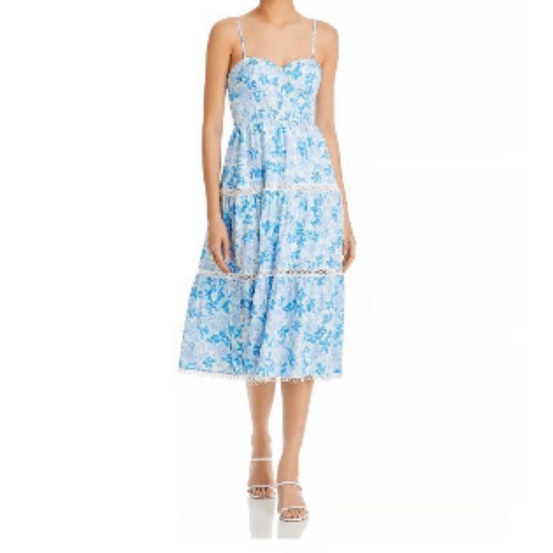 

Экспорт Однотонный AQ Home Платье на тонких бретелях-спагетти Приталенное Изысканный принт Женская мода Свидание Чайный перерыв Показ Белый Синий Платье с большим подолом Blue XS