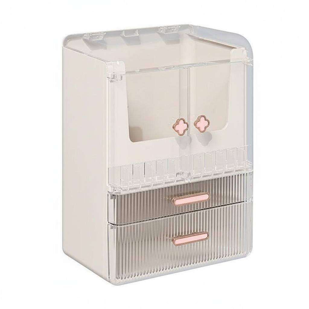 Desktop Cosmetic Storage Box Large Capacity Vanity Makeup Holder Elegant Design