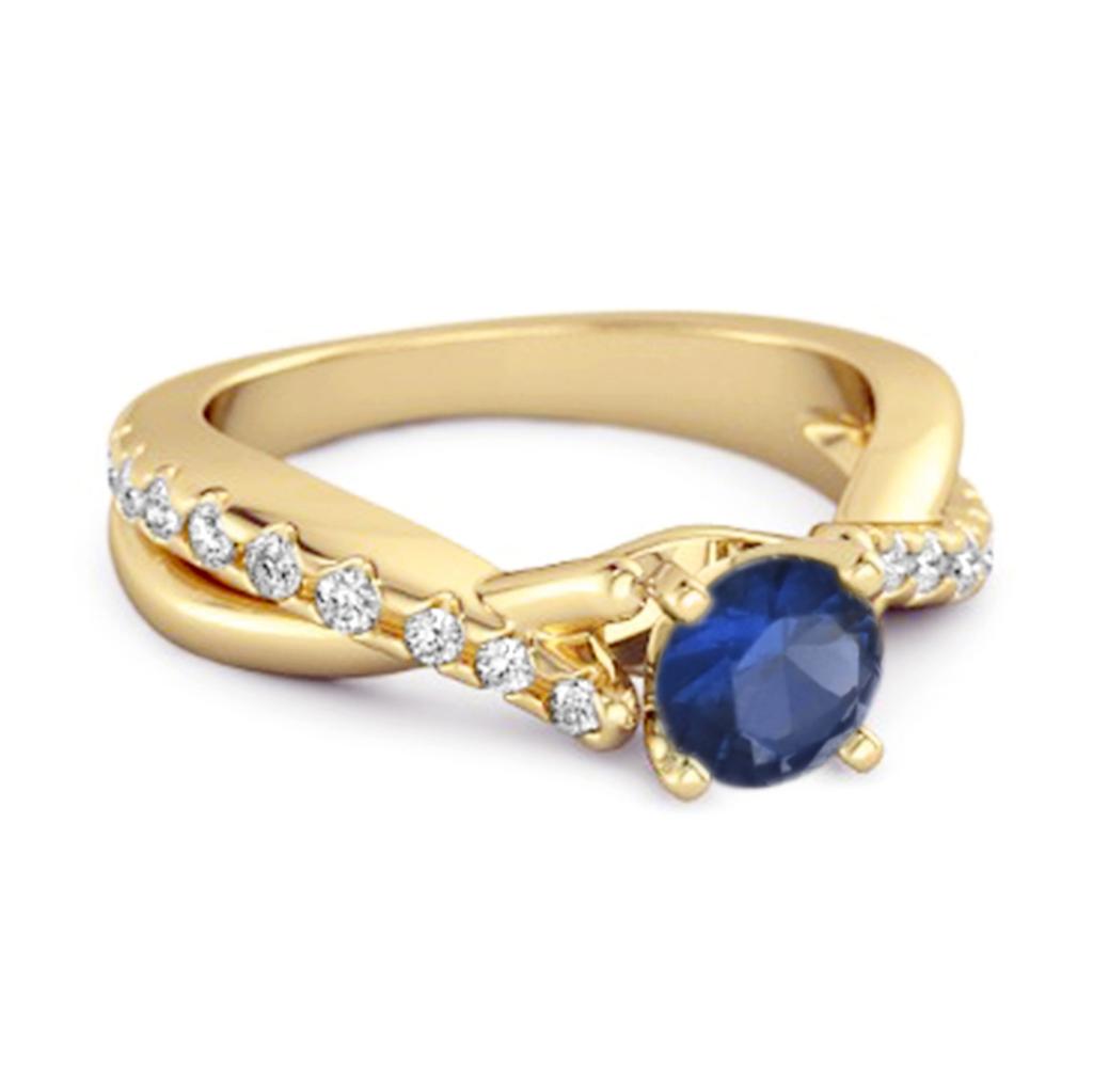 Blauer Saphir Kreuzmuster Stapelbarer Ring - 925 Sterling Silber Gold Vermeil
