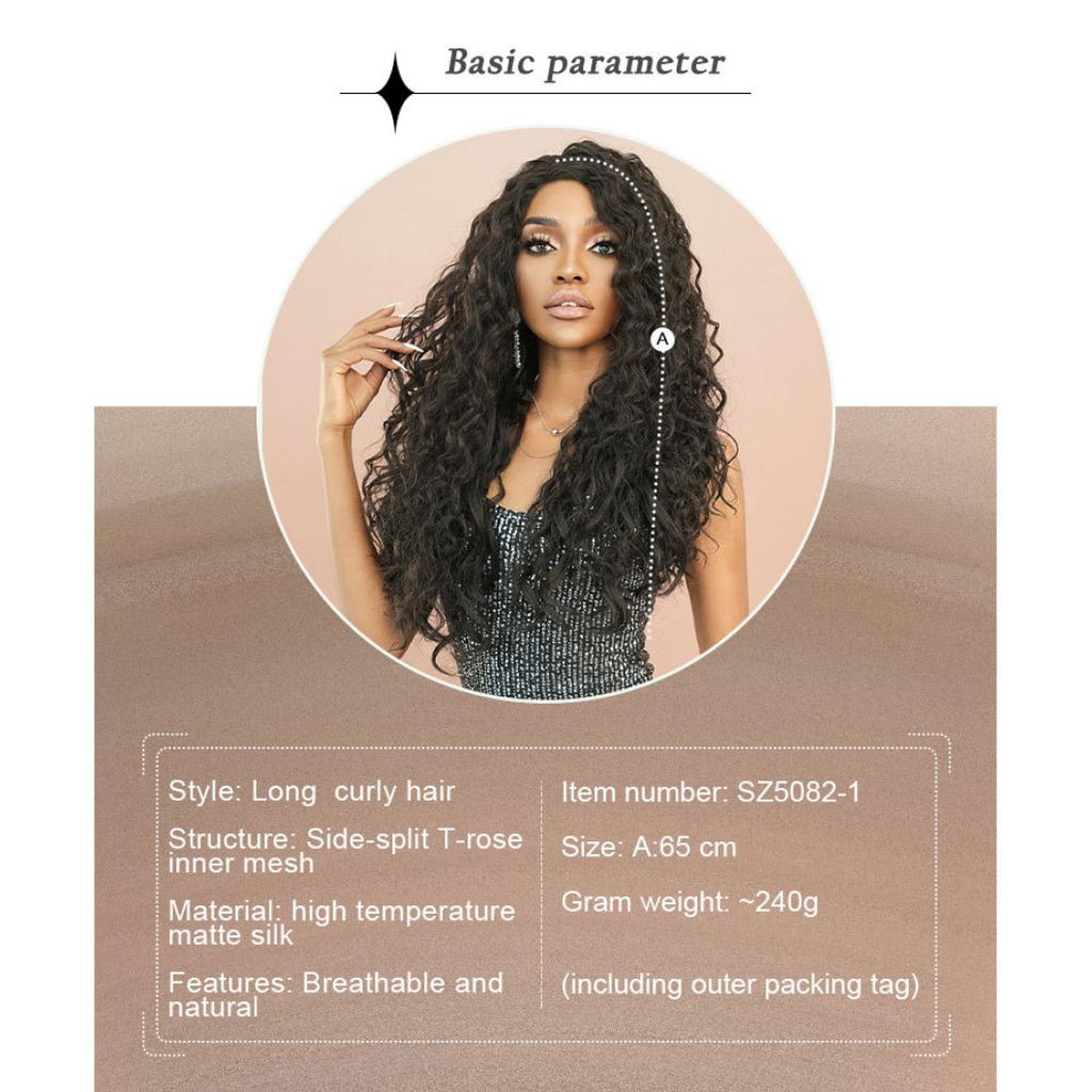 Nová dámská paruka T-part Krajkové paruky Hnědá krajka s velkou vlnou Paruka s krajkou ve střední části Celá pokrývka hlavy Krása dekorace