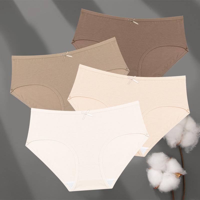 

FINETOO 4 шт. Хлопковое женское нижнее белье Бесшовные трусики большого размера с низкой посадкой Удобные однотонные уютные трусы для девочек Эластичное нижнее белье XXL&4pcs