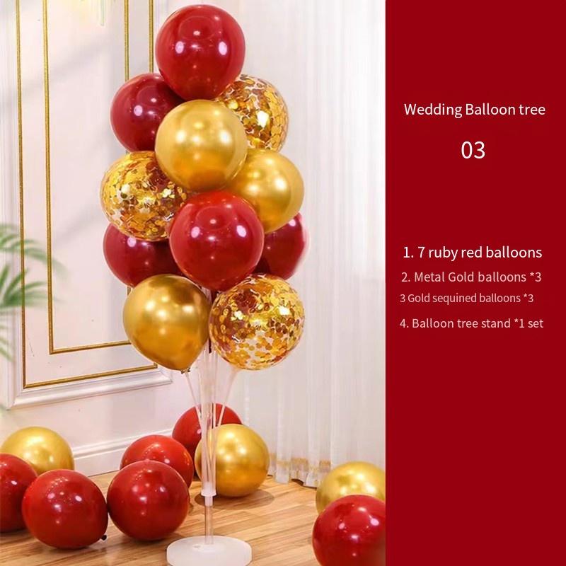 Wedding Venue Floating Red Balloons Package Engagement Decoration Road Guide Romantic Wedding Table Floating Bracket Arrangement
