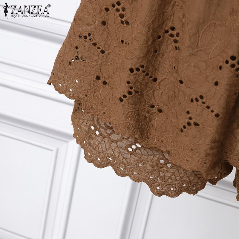 ZANZEA Damen Lässige Stickerei Häkel Patchwork Sommer Kurze Hosen