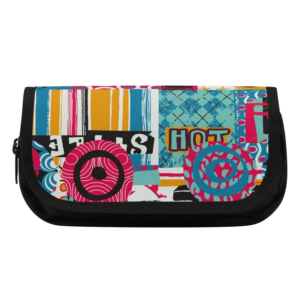 Pen Case Two Compartment Durable 300D Polyester Double Zipper with Double Compartments for School Office Travel for Boys Girls