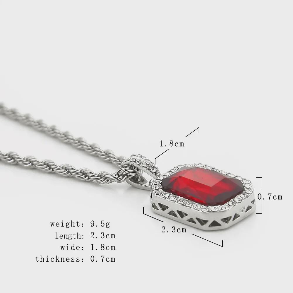 Men's Hip-Hop Diamond Gemstone Pendant Necklace - Trendy, Versatile Alloy Jewelry