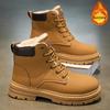 Men's Winter Martin Boots: Warm Velvet-Lined Outdoor Workwear In Retro Desert Yellow, Size 48.