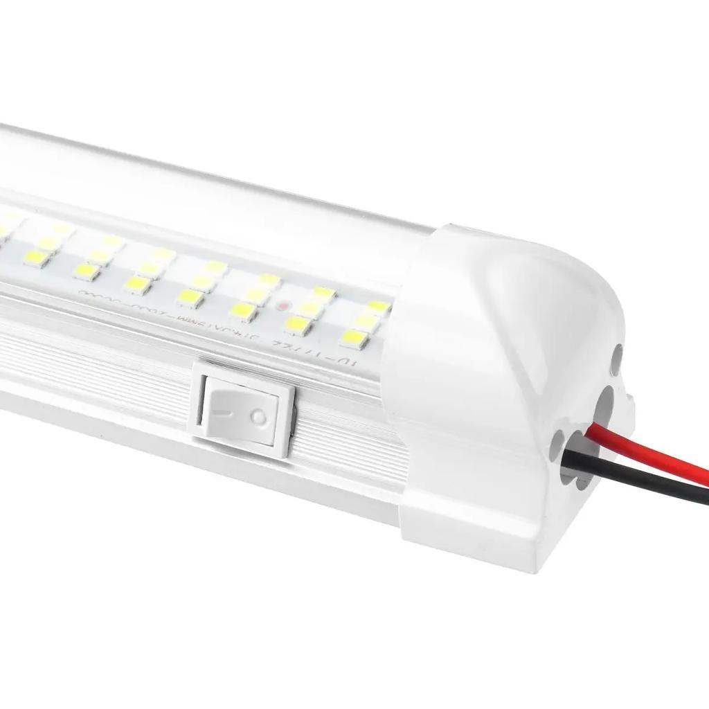 1/2Pcs 108LED Car Interior Lamp White Strip Light Bar Reading On/Off Switch Van Cabin Lorry Truck Camper Boat Caravan RV 12V 24V