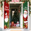 Merry Christmas Door Banner Couple Snowman Santa 1 Pair Polyester 30x180cm Indoor Outdoor Decor