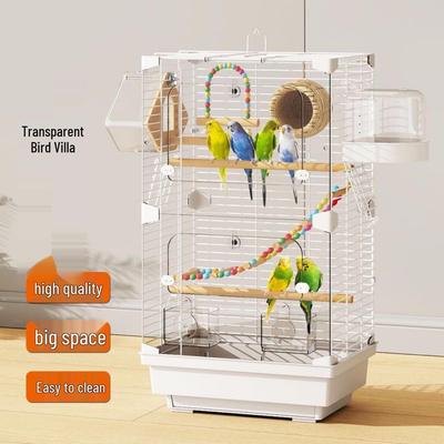 כלוב גדול שקוף לתוכים ולדררות בעיצוב מרווח לשימוש ביתי