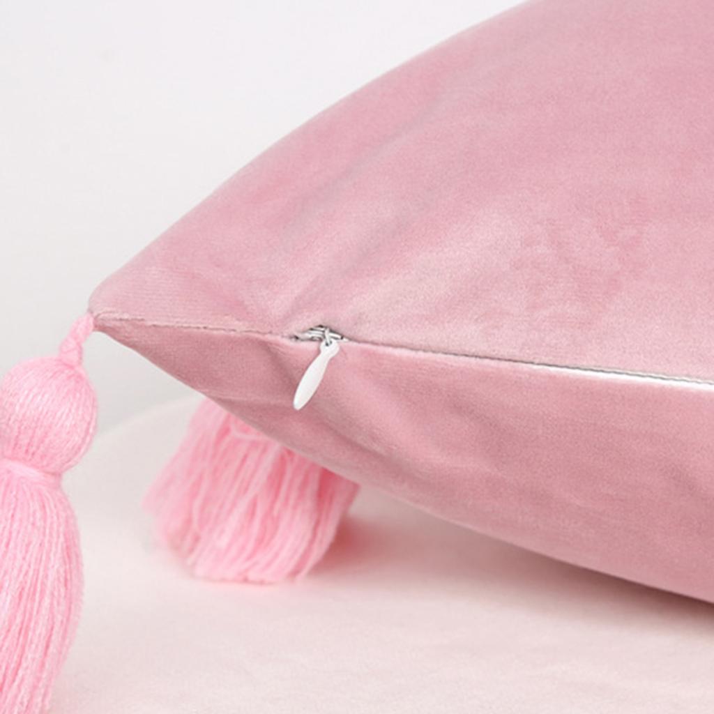 Comfortable Velvets Throw Pillowcase with Fringes Detail Bohemian Cushions Cover for Bed and Chair