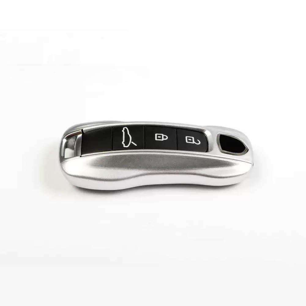 Autoschlüsselhülle Rhodium Silber Fernbedienung Schutzhülle für Porsche Panamera Macan Cayenne 911 718 Taycan Boxster Cayman