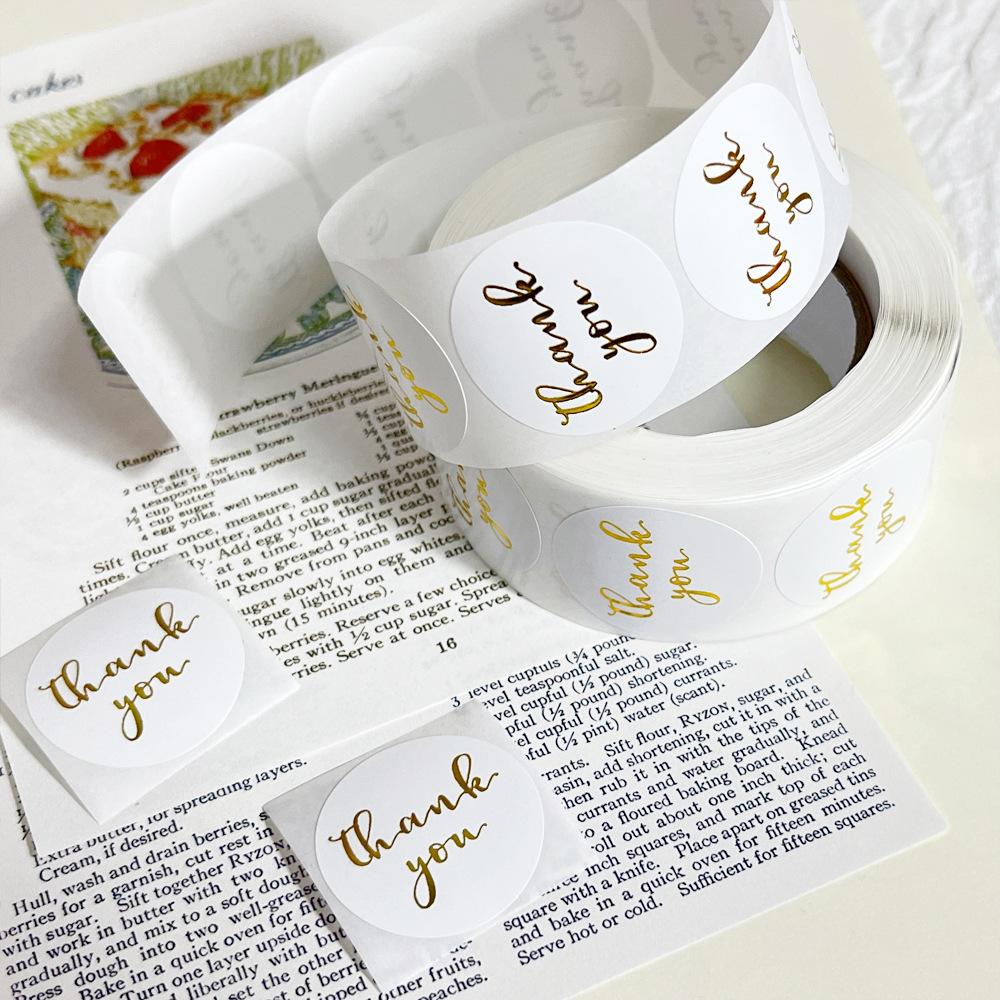 500Pcs 25Mm Gold Pink Black Thank You Stickers Kraft Paper Sticker For Baking Wedding Decor Birthday Party Gift Sealing Sticker
