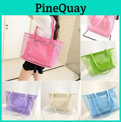 Colorful 2pcs/set Womens Clear Transparent Shoulder Bags For Beach And Travel Adventures