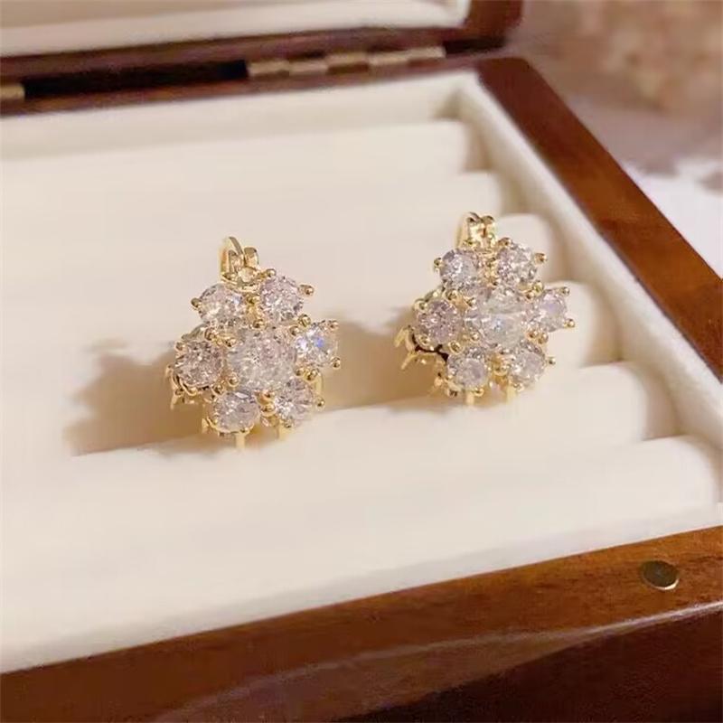Orecchini a Cerchio in Metallo Dorato Cristallo di Alta Qualità Moda per Donna Festa di Matrimonio Regalo Gioielli Versatili da Strada Regali