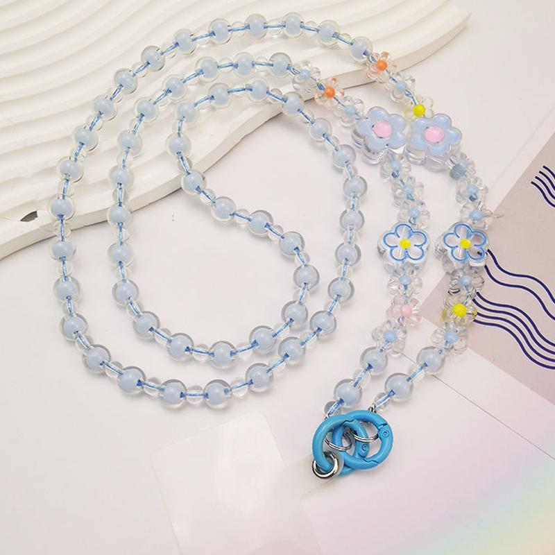 Creative Simple Colorful Love Transparent Beads Mobile Phone Case Cross-Chain