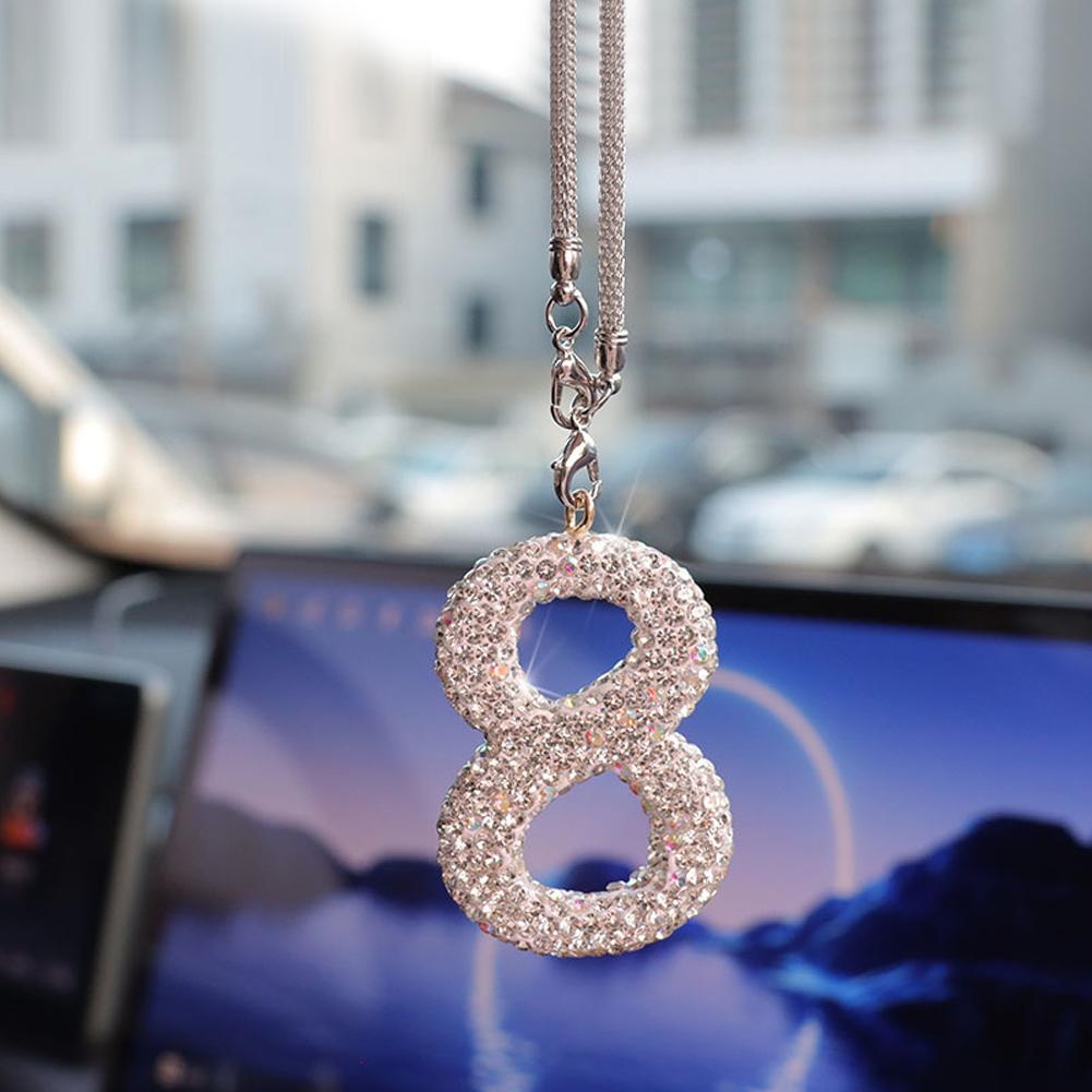 Car Pendant Interior Rearview Mirror Crystal Numbers Decoration Car Hanging Ornament Car Hanging Accessories