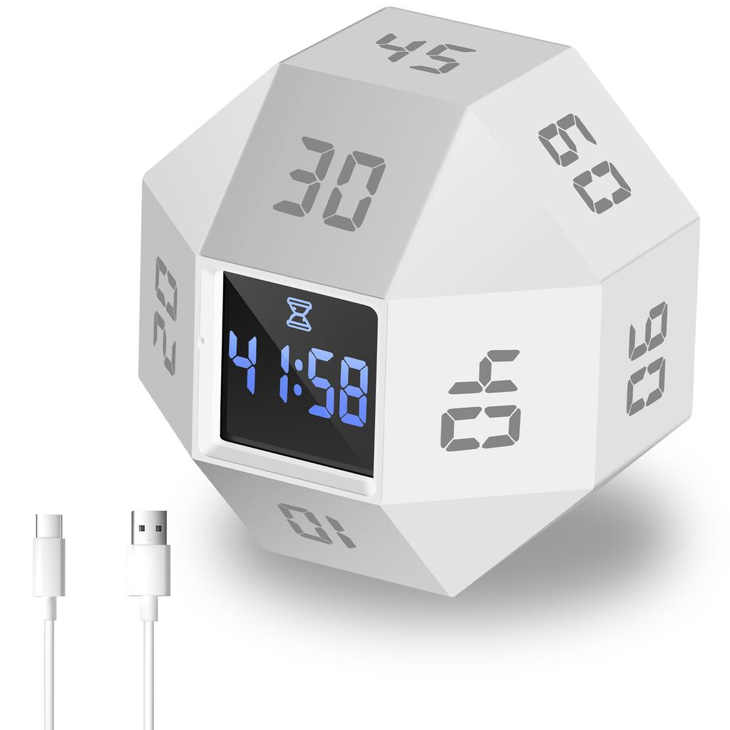 Rotating Pomodoro Timer 11 Preset Times Desk Productivity Flip Timer Rechargeable Mini Timer Desk & Study Productivity Timer