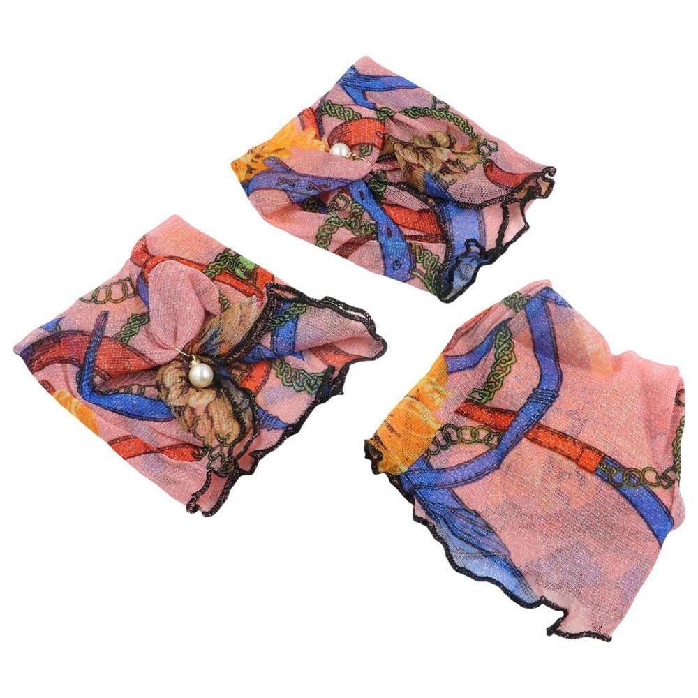 Ruffle Edge Stripe Flower Neckerchief Korean Style Scarves Printed Scarf Female Shawl Summer Bib