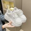 Fashion Women Spring Thick Bottom Genuine Leather Sneakers Chunky Breathable Casual Dad Shoes Female High Platform White Sport Shoes 8CM