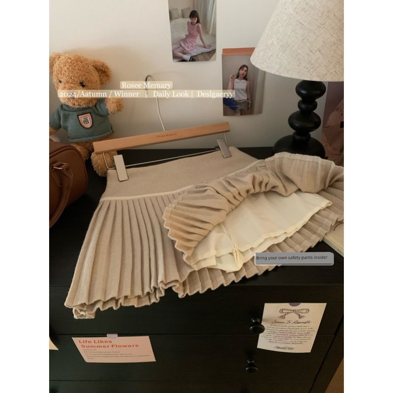 Kumikumi Preppy Plaid High Waist Skirt Women clothes Autumn Versatile Age-Reducing Slimming A- line Skirt Pleated Skirt