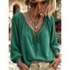 Women S V Neck Drawstring Long Sleeve Waffle Blouse Bohemian Style