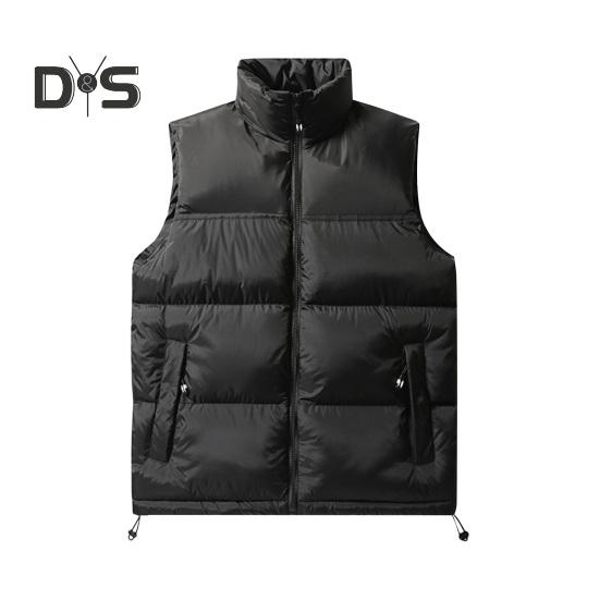 

Мужской хлопковый жилет с воротником-стойкой, без рукавов, лоскутный цветной хлопковый жилет, пальто с карманами, эластичный шнурок, подол, застежка-молния, жилет, верхняя одежда M чёрный