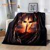 Couverture douce en flanelle 3D Priez Sainte Bible Croix Jésus pour Lit Chambre Canapé Pique-nique, Couverture à jeter pour Couverture Extérieur Loisirs Sieste Cadeau
