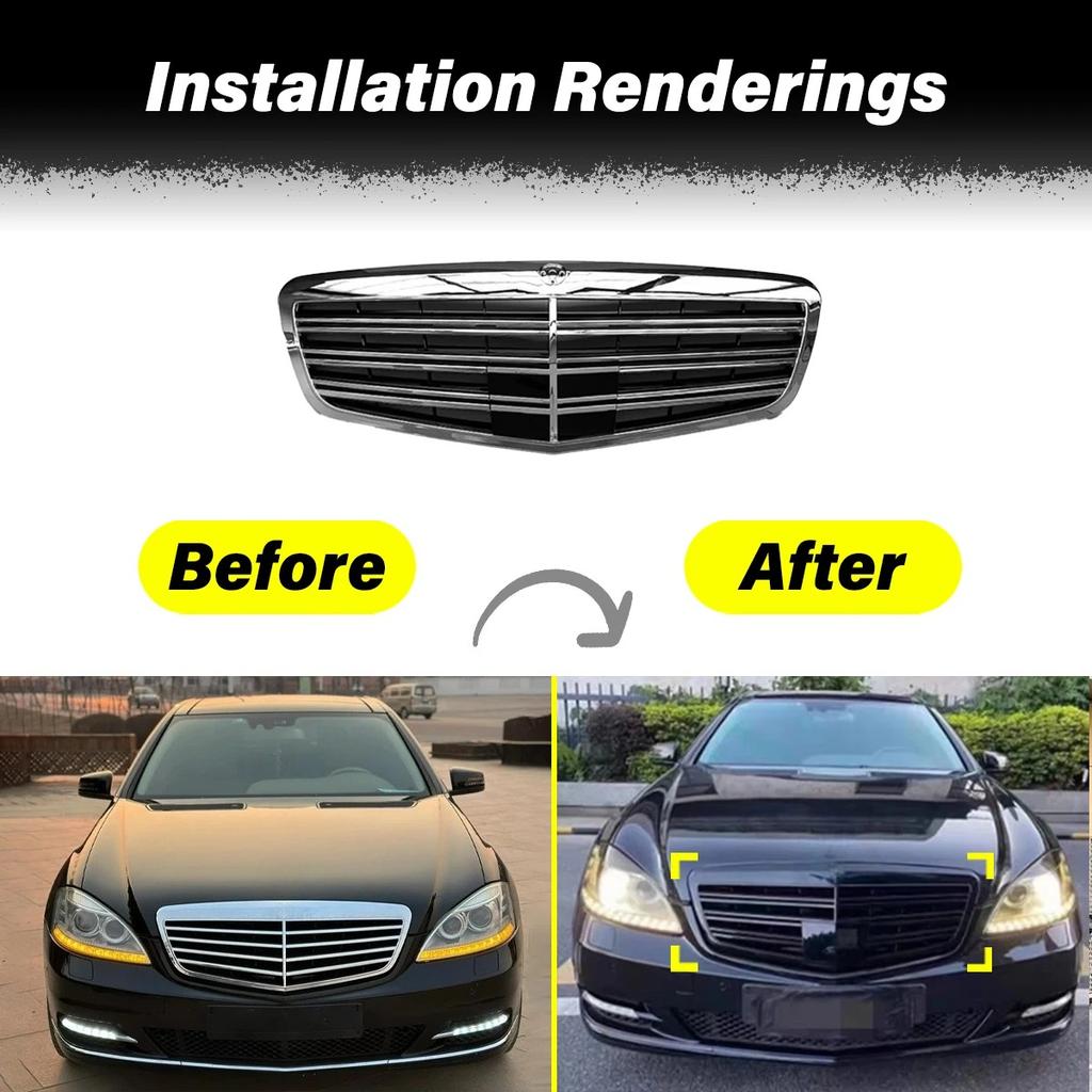 For Mercedes-Benz S-Class W221 2009 2010 2011 2012 2013 Front Radiator Racing Grills Air Intake Grille Exter Accessories BodyKit