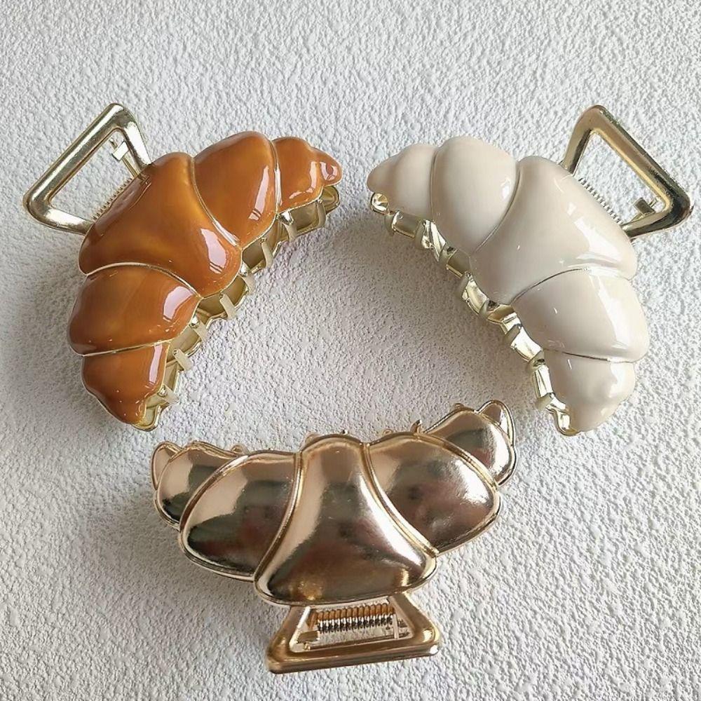 Shark Clip Cute Bread Hair Claw Hair Clip Metal Shark Clip Croissant  Hair Grab  Travel
