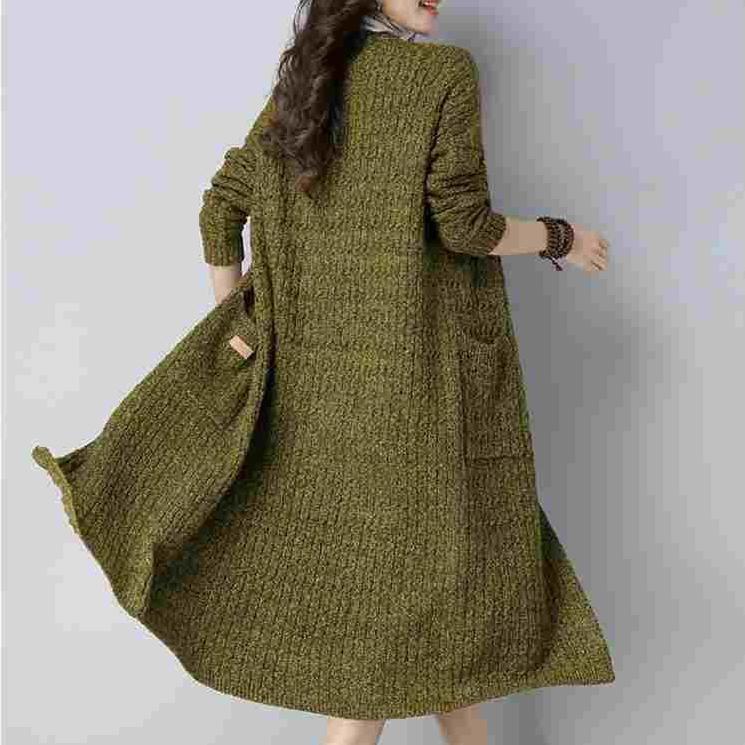 Long Sweater Cardigan for Women Korean-style Loose Knitted Coat Stylish Spring and Autumn Long-sleeved Knitted Cardigan