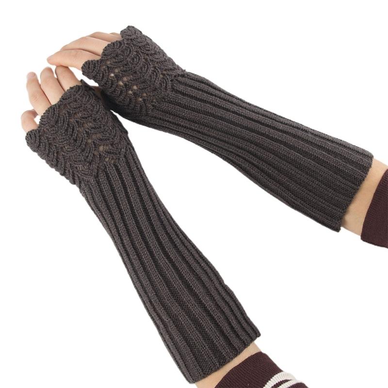 Half Finger Gloves for Typing Winter Knit Gloves with Thumb Holes Unisex Half Finger Mittens Stretchy Warm Long Gloves