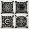 Black and White Mandala Pillowcase ,Sofa Bedroom Cushion Cover, Single-sided Printing, Without Pillow Core
