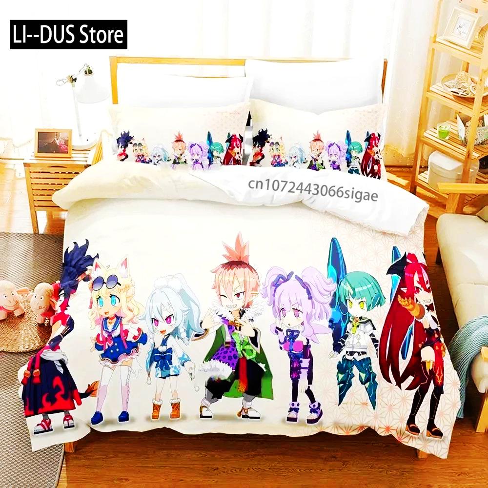 Anime Disgaea Bettwäsche-Set Bettbezug Bett-Set Steppdeckenbezug Kissenbezug Bettdecke King Queen Size Jungen Erwachsene Bettwäsche-Set