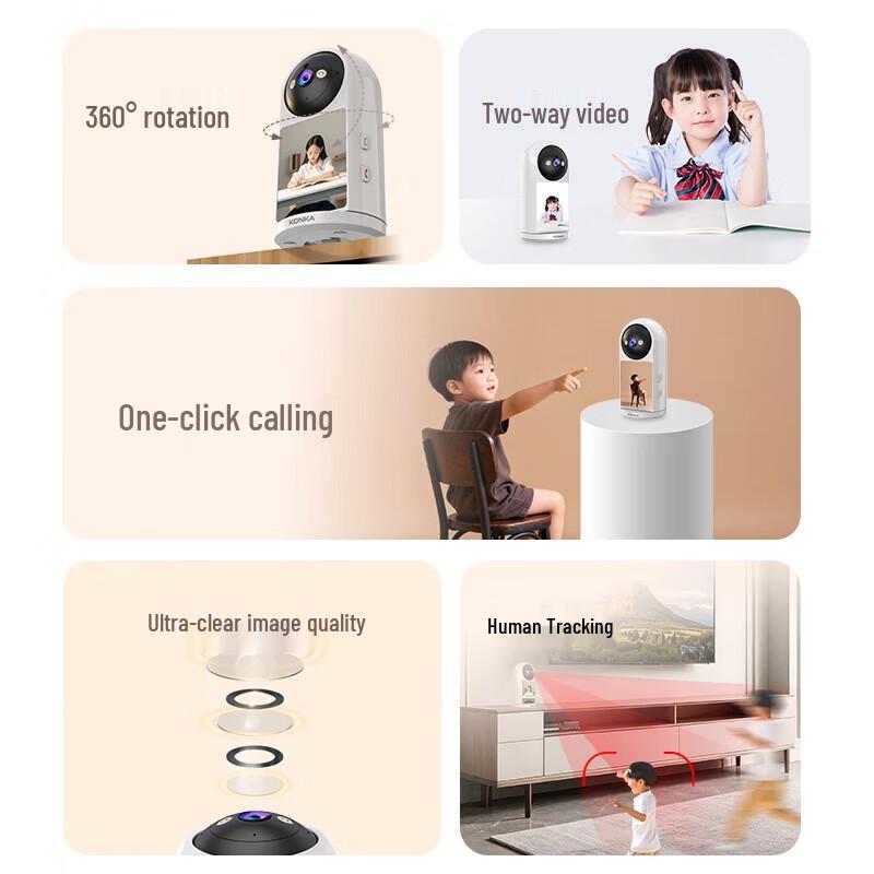 KONKA Wireless HD Home Security Camera with 2-Way Audio CN Plug (adapter Included)