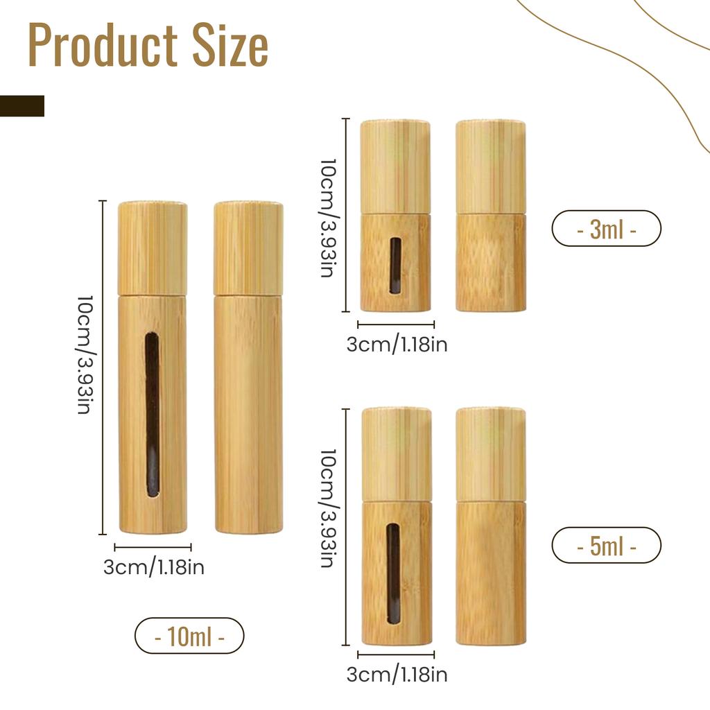 Bouteille Roll-on en Bois de Bambou Naturel 3/5/10ml Avec Fenêtre Sous-bouteille Huiles Essentielles Bouteille Roller Parfums Bouteille Rechargeable