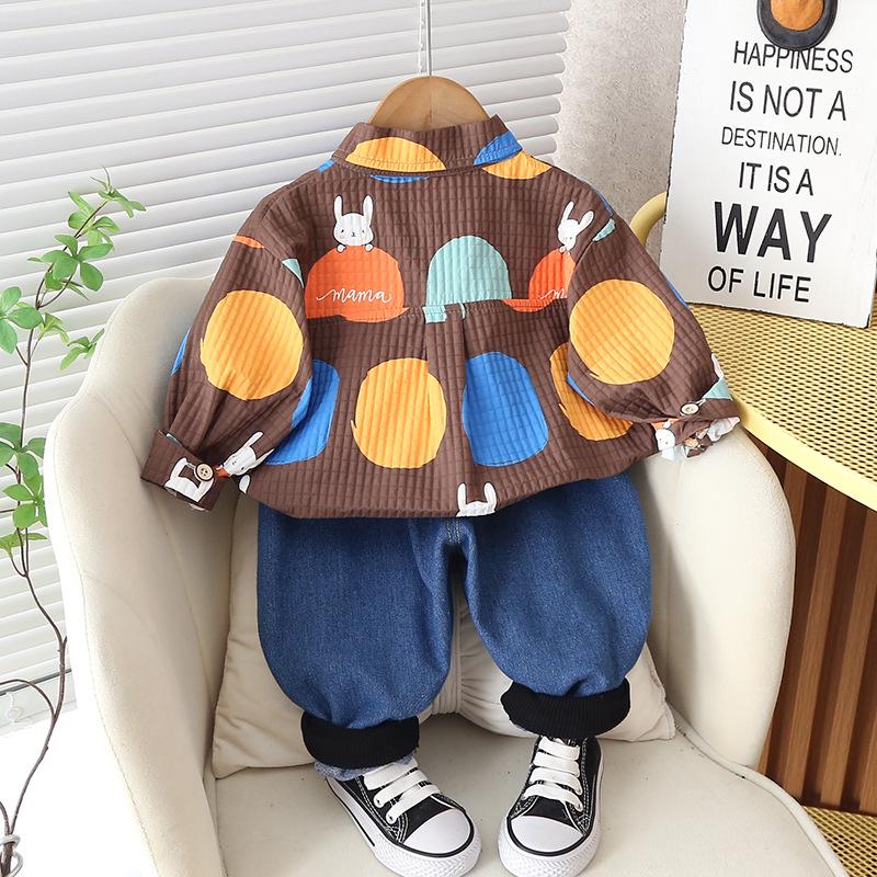 Autumn Boys' Printed Long-Sleeve Shirt & Pants Set for Ages 1-5