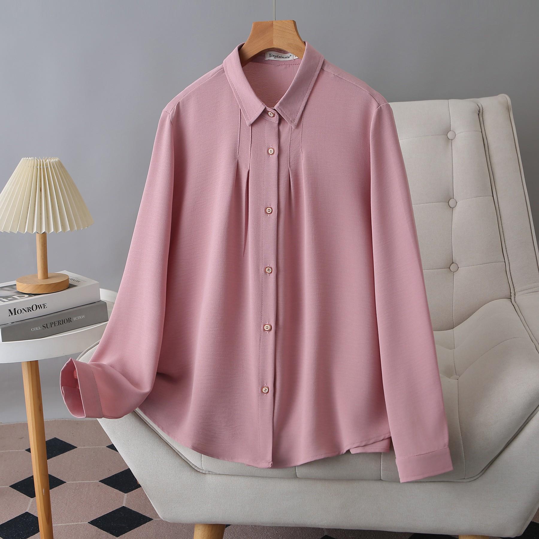 

2026 Spring Plus Size Women s Ice Silk Pleated Long Sleeve Cardigan - Versatile Top 1211 XL рожевий